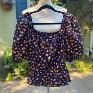 NWOT MADEWELL SHORT SLEEVE FLORAL TOP